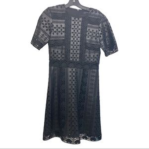 ZARA lace leather black dress